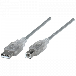 CABO DE IMPRESSORA USB-A 1.8 METROS (M) PARA USB-B (M) PRATA MANHATTAN